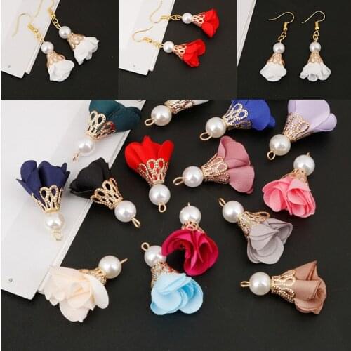 Pearl Flower Tassel DIY Ear Stud Accessories Handmade Earrings Ear Clip Ear Hook Ear Rings Bag Hanging jewelry making diy