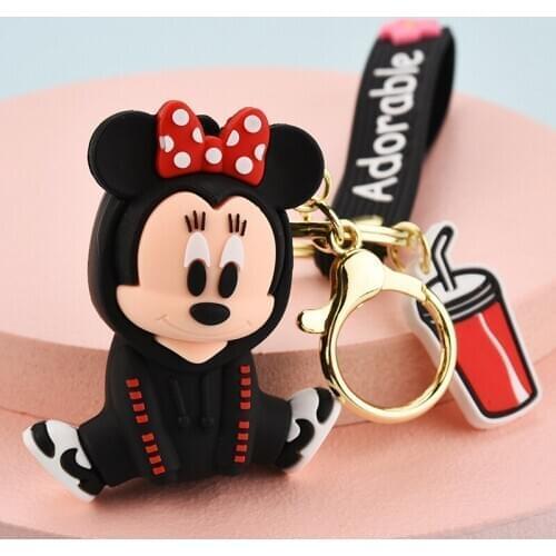 Disney Mickey Stitch Backpack Pendant Doll Accessories Keychain Silicone Doll Toy Gift