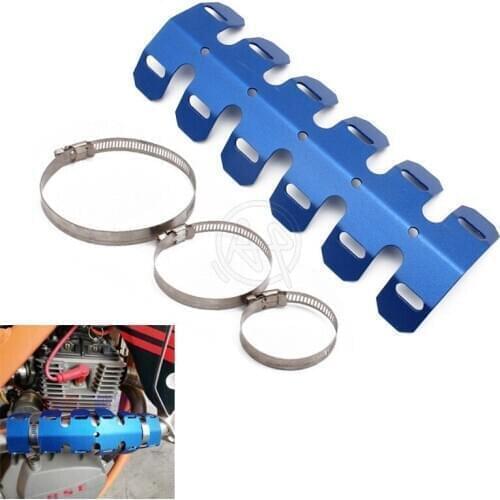 Blue Motorcycle Exhaust Muffler Pipe Heat Shield Cover Heel Guard For Harley Honda Suzuki BMW Universal Dirt Bike