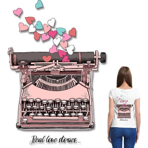 Typewriter stickers t shirts Washable Thermal Stickers Heat Transfer PVC Patch Stickers on fabric DIY Appliques