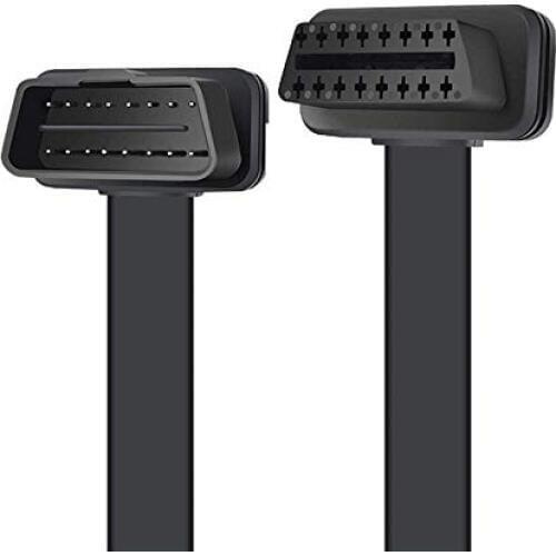 OBD-II OBD2 Extension Cable - Flat Ribbon Cable 8-pin Pass-through for Bluetooth Wifi USB ECU Readers OBDII Code Scanners (60cm)
