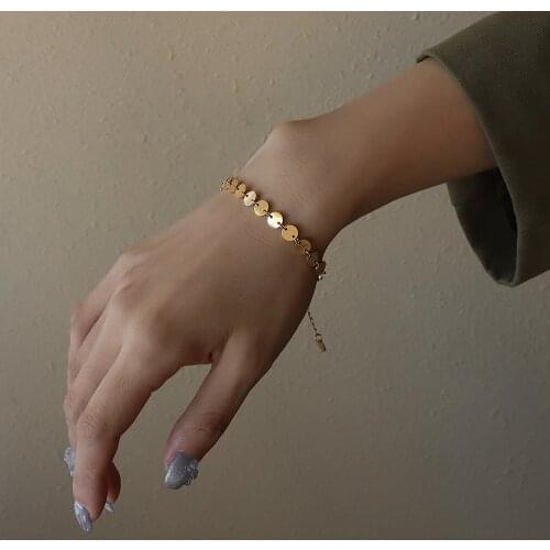 Europe ins jewelry circle bracelet lucky geometric circle wafer thickness bracelet titanium steel jewelry set