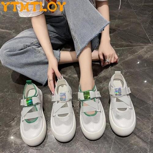 Little White Shoes Ladies 2021 Spring And Autumn Models Mesh Color Matching Thick Bottom All-match Fashion Velcro Breathable Hot