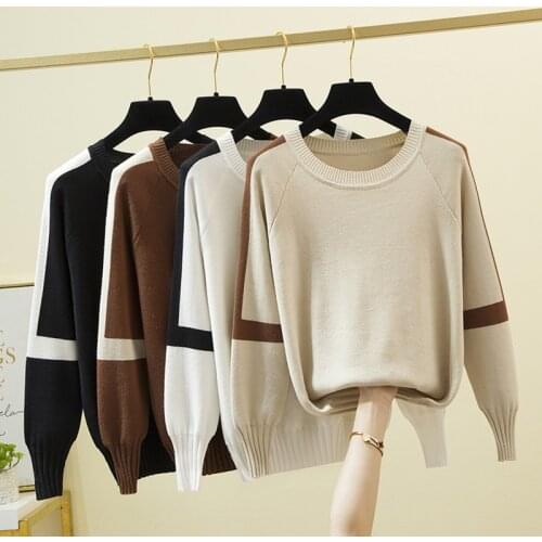 Sweater Femme Striped Pullover Women Knitted Long Sleeve Woman Sweater Basic Casual 2021 Autumn Winter Korean Fashion Clothing