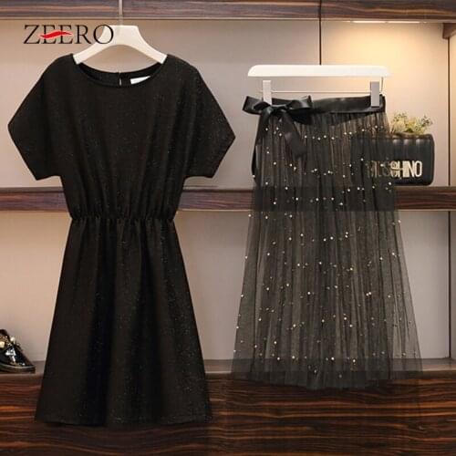 Summer Female O-Neck Short Sleeve High Waist Dresses Women Bow Belt Beading Removable Net Yarn A-Line Midi Dress Oversize XL-5XL