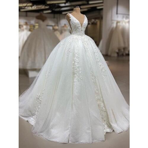 Lceland Poppy A-line Wedding Dresses 2020 Floor Length Real Photos Sleeveless Vestido de Novia Shiny Lace Appliques Bridal Gowns