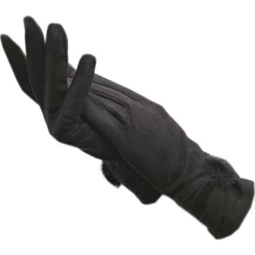Winter ladies gloves 2020 new style suede ultra-thin touch screen gloves spring autumn thin style outdoor sports work black red