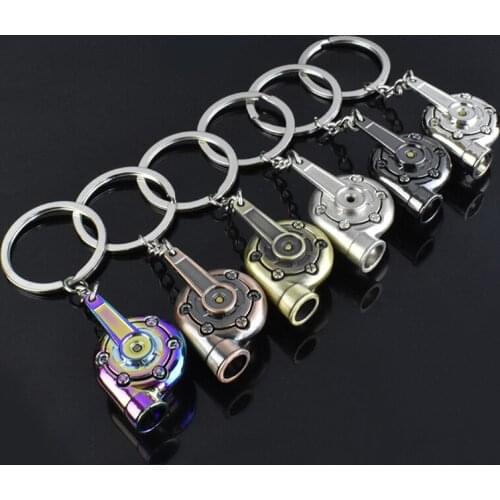 1PC Mini Turbo Turbocharger Keychain Spinning Turbine Key Chain Ring Keyring Keyfob Car Keyring Car Interior Accessories
