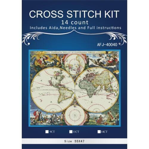 11/14/16/18/27 Cross stitch Set Lovely Counted Cross Stitch Kit world map embroidery dim DMC ANCHOR