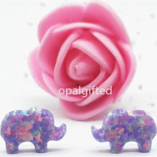 2pcs/lot)Free Shipping Synthetic Tiny Lovely 8*11mm Purple Opal elephant bead Stone For necklace Making sale on Aliexpress