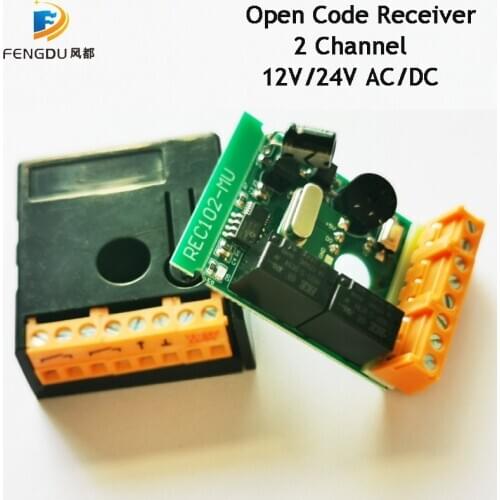 2021 Mini Universal 2 channel Wireless Garage Door 433MHZ DC12V/24V Rolling Code Receiver