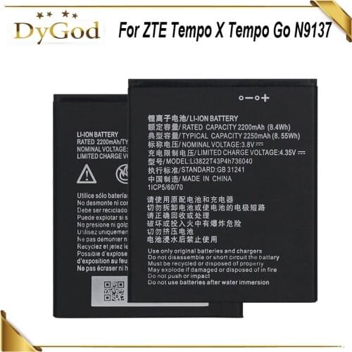 DyGod 2200mAh Li3822T43P4h736040 Battery for ZTE Tempo X Tempo Go N9137 High Quality mobile phone Battery