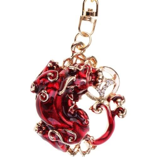 Feng Shui Pi Xiu Keychain to Attract Wealth Good Luck Car Jewelry Keyring #4