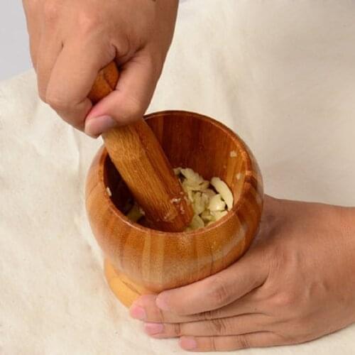 Garlic Grinder Natural Solid Wood Bowl Environmental Kitchen Utensils Large
