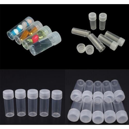 10Pcs 5ml Portable Empty Plastic Sample Bottle Small Bottle Test Tube Mini Bottles Storage Containers White Refillable Bottle