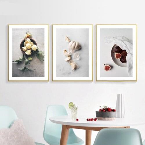 Canvas Painting Fig Garlic Diced Posters and Print Nordic Food Wall Art Kitchen Picture Dinging Restaurant Modern Room Decor
