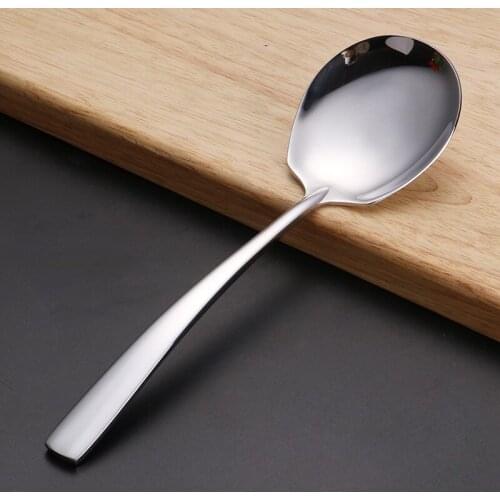 8.5'' Large Stainless steel Buffet Serving Public Spoon Thickness Round Soup Rice Dinner Spoon Big Tablespoon Restaurant Cutlery