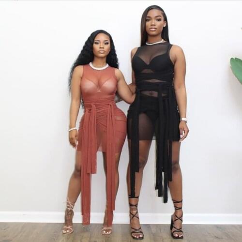 Zoctuo Summer Solid Sleeveless Dress Sexy Mid-Waist Lace Up Gauze One-Step Dress Tight-Fitting Strap Stretch Nightclub Dress