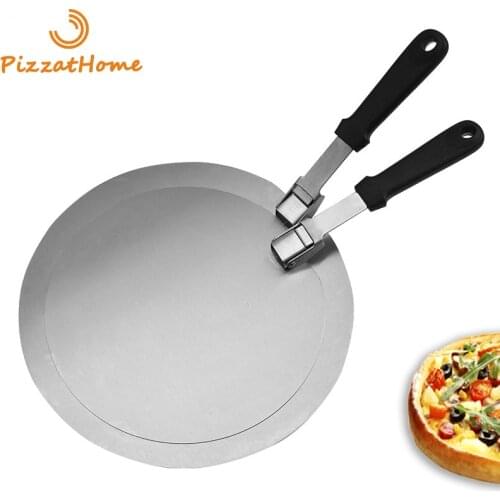 PizzAtHome 10/12 Inch Stainless Steel Pizza Peel Round Pizza Shovel Plastic Handle Pizza Peel Paddle Short Shovel Pizza Tools