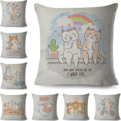 Cute Cartoon Animal Cushion Cover for Children Room Sofa Home Car Decor Pet Cat Pillow Case Polyester Pillowcase 45x45cm
