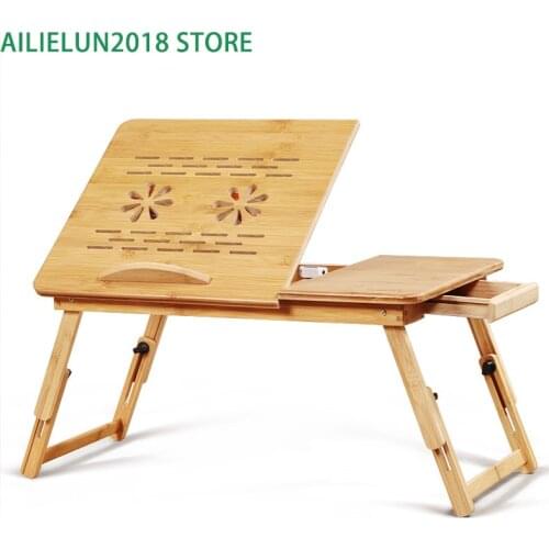Portable folding table laptop desk for bed foldable table Adjustable Bamboo Desk Shelf Dormitory Bed laptop stand Book Reading