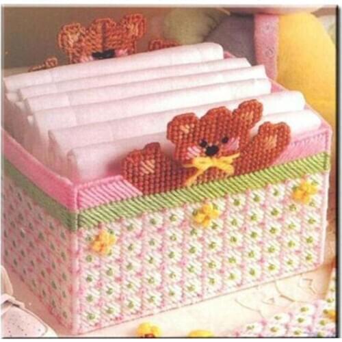 5D hand-made DIY material package three-dimensional embroidery kit cross-stitch wool embroidery baby bear long storage storage