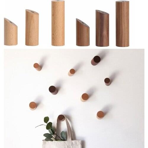 Retro Natural Wooden Wall Hanger Robe Hook Home Room Decoration Wall Mounted Coat Clothes Scarf Hat Bag Storage Hanger Hooks