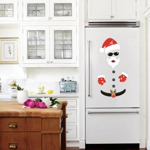 Christmas Stickers Santa Claus Refrigerator Window Decoration Wall Stickers Christmas Decoration Xmas Gift Navidad New Year 2022