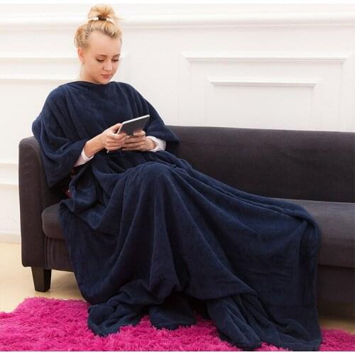 Super Big Soft Throw TV Blanket Creative Long Shaggy Fuzzy Warm Cozy blanket With Fluffy Large Sleeves For Air Fonditioning