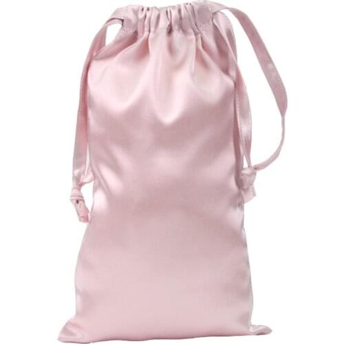 Light Stretch Satin Travel Imitation Silk Storage bags With Double Drawstring Eyemask Storage Bags Satin Scarf