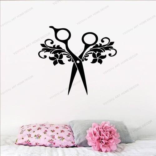 Beauty Salon Scissor Hairdresser Decal Barber Shop Vinyl Wall Sticker For Hair Salon cx10