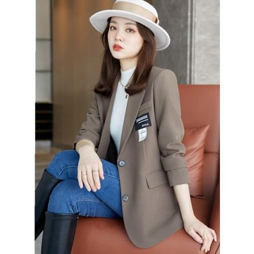 High quality pure color casual suit jacket 2021 new autumn and winter fashion Korean women loose suit jacket women
