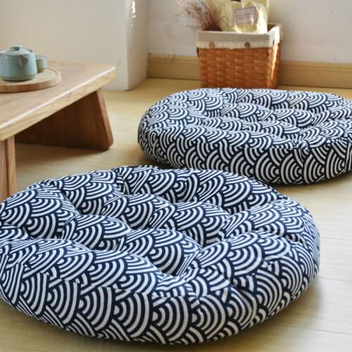 Japanese 56CM Thicken 9cm Seat Cushion Hassock Orthopedic Chair Pad Round Futon Office Back Cushion Tatami Mattress Pouf