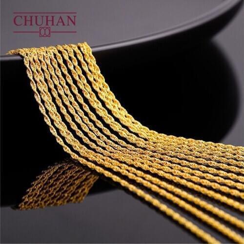 CHUHAN Jewelry 18k Gold Twisted chain AU750 Real Gold Hemp rope Necklace Fashion All-match models Fine Jewelry accessories