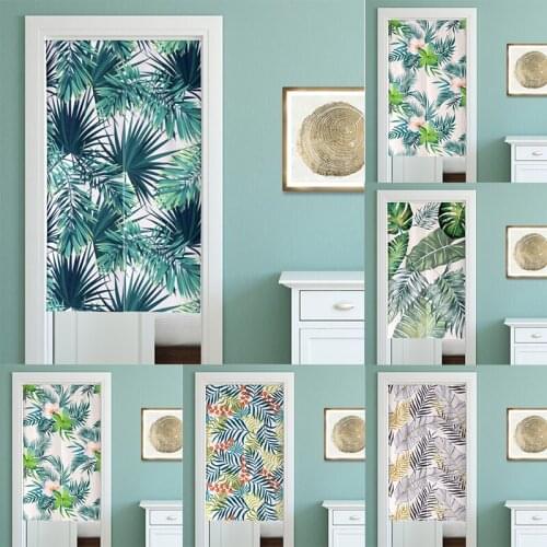 Printed Tropical Plant Door Curtain Kitchen Bathroom Partition Curtain Bedroom Decoration Half Panel Toilet Curtain