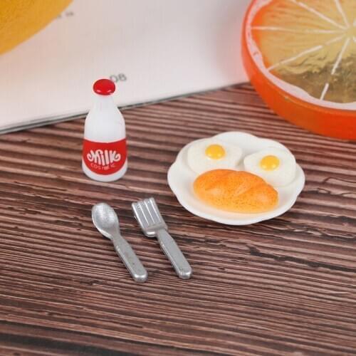 1Set Colorful 1/12 Dollhouse Miniature Kitchen Food Eggs Milk Bread for Kids Role Play Game Tableware Cookware