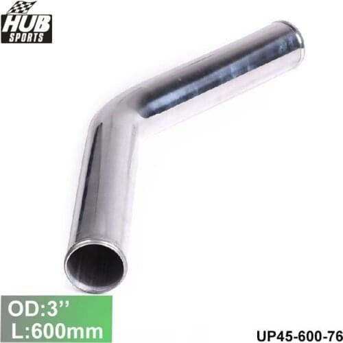 2pcs/unit 76mm 3" OD Out/Inlet Aluminum 45' Turbo/Intake/Intercooler Elbow Piping L:600mm For Toyota HU-UP45-600-76