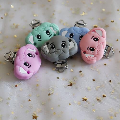 3Pcs Animal Perle Silicone Baby Nipple Holder Fox Elephant Animal Stainless Pacifier Soother Clips Siliconen Kralen Baby Toys