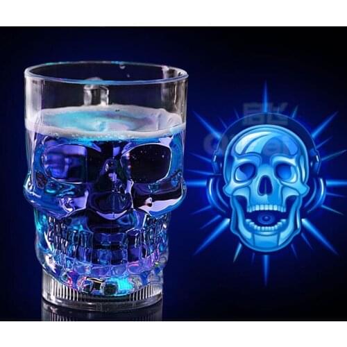 Acrylic Luminous Cup Water Pouring Induction Shining Glass Magic Color Changing Glass Plastic Party Bar Skull Beer Mug