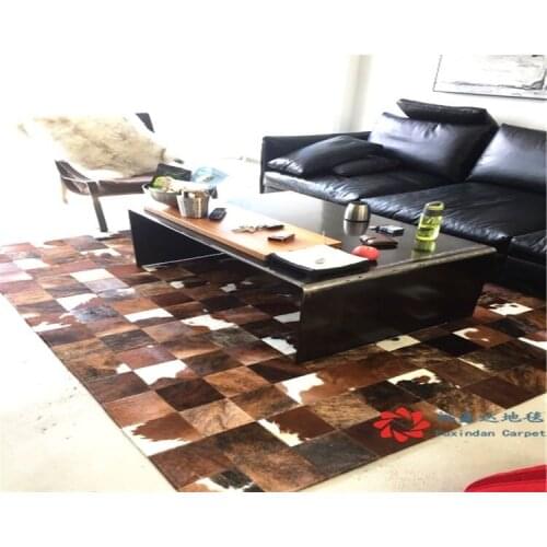 Free shipping 100% natural genuine cow leather grass carpet