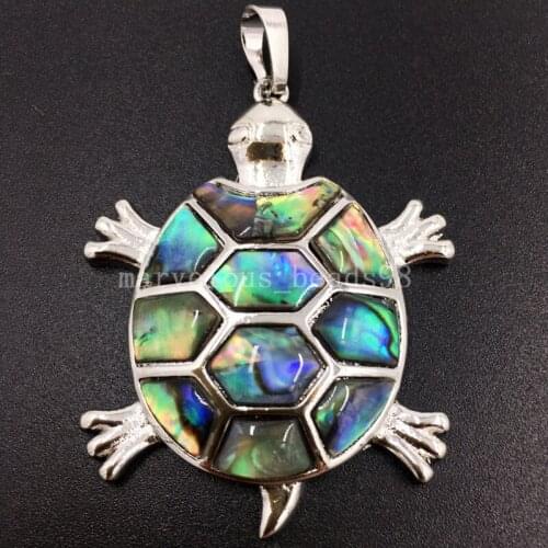 Free Shipping Women Fashion Jewelry 35x49mm Beautiful New Zealand Ablone Shell Turtle Pendant Bead 1Pcs MC6307