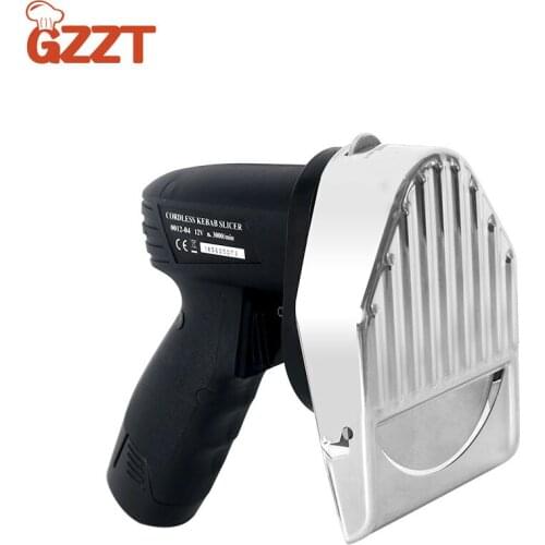 110V-240V Wireless Battery Kebab Slicer Handheld Roast Meat Cutting Stainless Steel With Round Blade Extra Serrated Blade