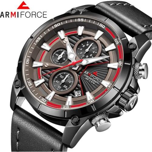 ARMIFORCE Mens Watches Top Brand Luxury Quartz Watch Men Calendar Leather Military Waterproof Sport Wristwatch Relogio Masculino