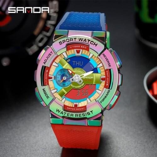SANDA Sports Mens Watches Raise Hand Light Military Quartz Watch Men Waterproof S Shock Male Clock Colorful Relogio masculino