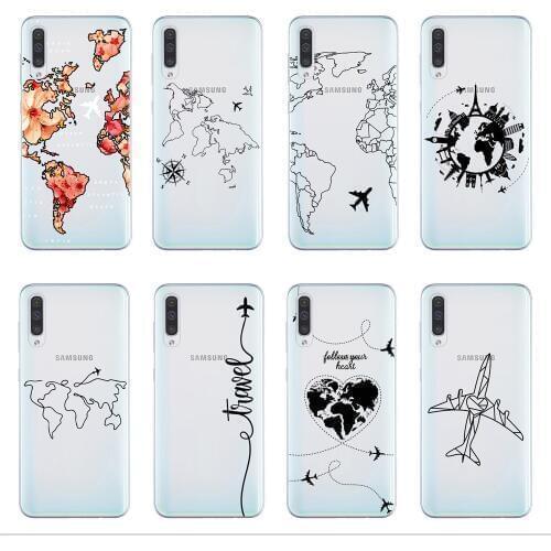 World Map Travel Plans Clear Soft TPU Phone Case For Samsung A10 A20 A30 A40 A50 A70 A7 A9 A6 A8 Plus 2018 A51 A71 Cover Shell