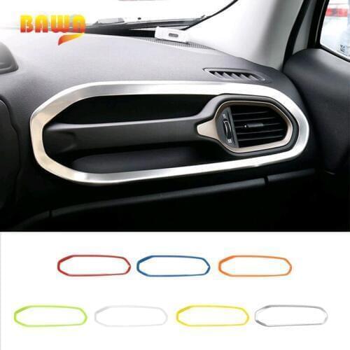 BAWA ABS Central Air Conditioner Outlet Decoration Car Air Outlet Vent Frame Cover Trim Frame for Jeep Renegde 2016-2017