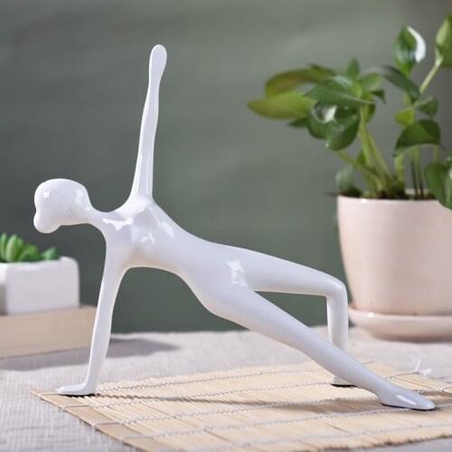 Resin Girl Yoga Figurines Abstract Black White Yoga Woman Model Modern Miniatures for Office Vintage Home Decor
