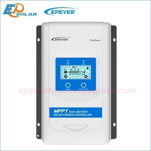 Epever 30A 20A 10A Dual Battery MPPT Solar Controller Max PV 100V DuoRacer Battery Regulator 12V/24V with RS485 DR3210N-DDB