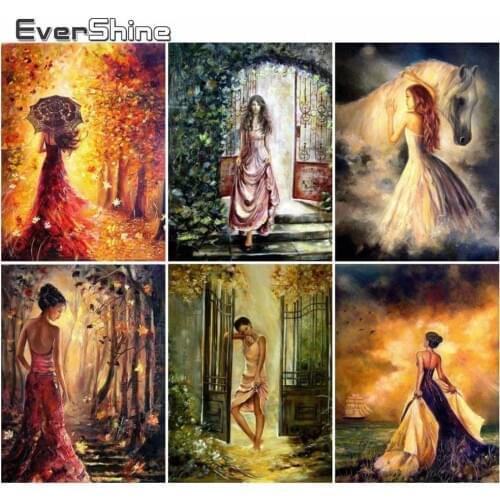 Evershine 5D DIY Diamond Painting Girl Picture Of Rhinestones Diamond Embroidery Full Display Mosaic Cross Stitch Home Decor