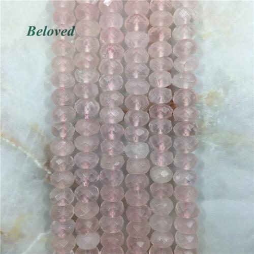 Rondelle Faceted Roses Quartz Loose Beads, Raw Pink Crystal Quartz Bracelet DIY Gems Findings, BG18020